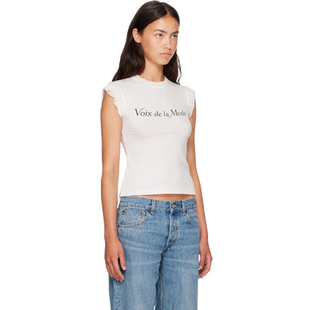 Women’s white VDLM pearl shear lace top
